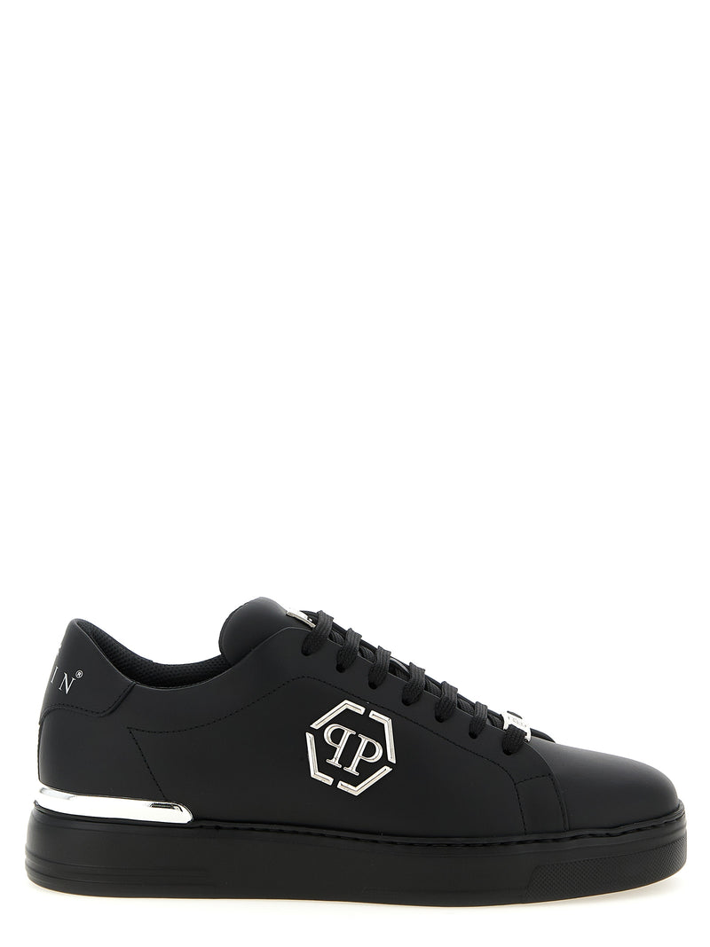 Philipp Plein Black Calfskin Low Top Sneakers