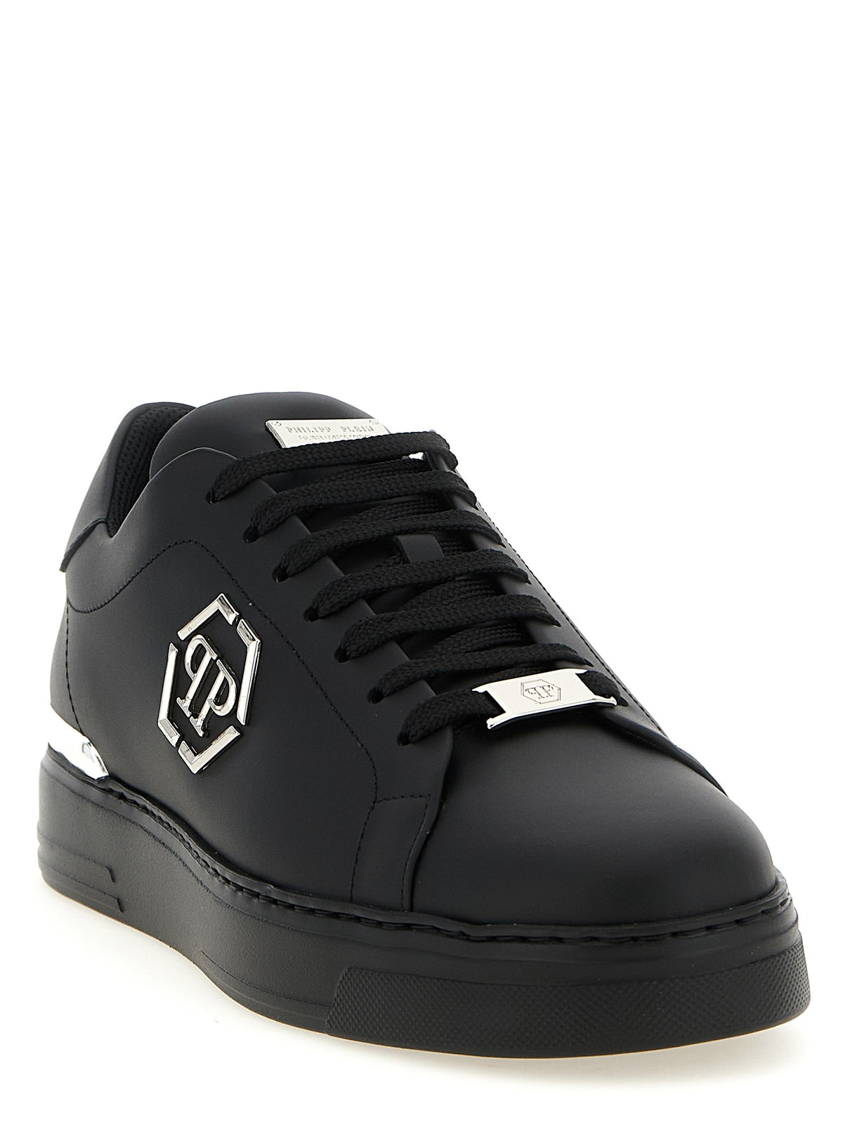 Baskets basses Philipp Plein en cuir de veau noir