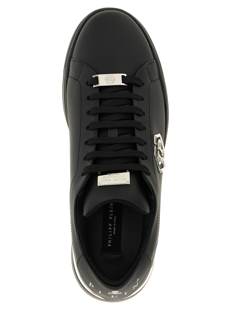 Philipp Plein Black Calfskin Low Top Sneakers