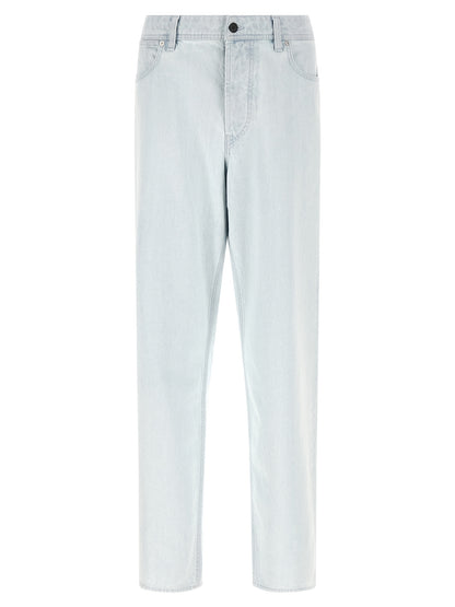 Stone Island Blue Cotton Straight-Leg Jeans