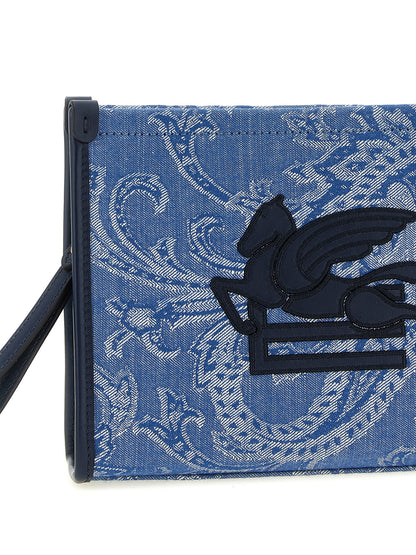 Etro Blue Cotton Clutch Bag