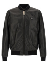 Philipp Plein Black Lambskin Leather Jacket