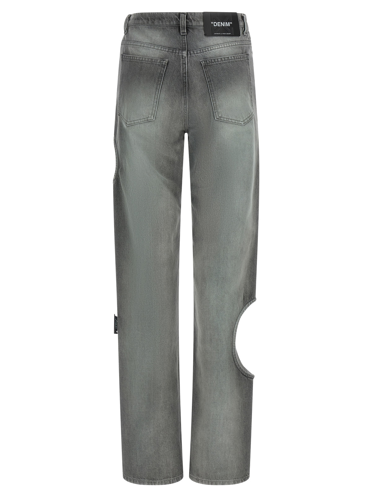 Off-White Gray Cotton Straight-Leg Jeans - Spray New Meteor