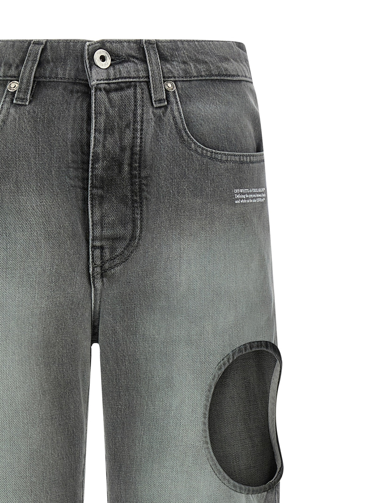 Off-White Gray Cotton Straight-Leg Jeans - Spray New Meteor