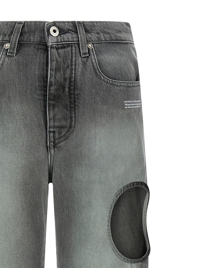 Off-White Gray Cotton Straight-Leg Jeans - Spray New Meteor
