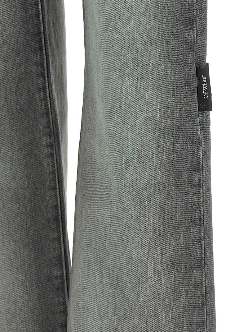 Off-White Gray Cotton Straight-Leg Jeans - Spray New Meteor