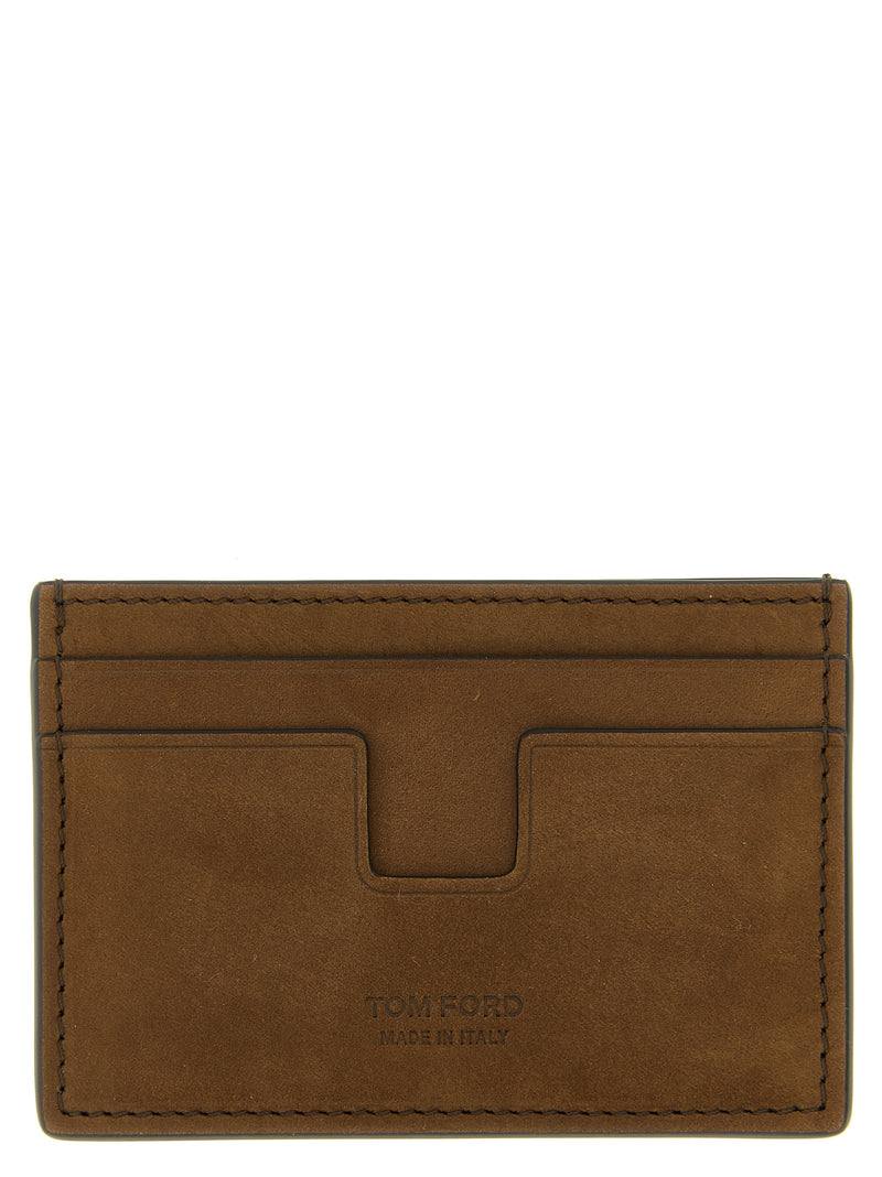Porte-cartes Tom Ford en cuir de veau marron