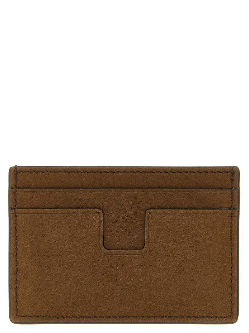 Porte-cartes Tom Ford en cuir de veau marron