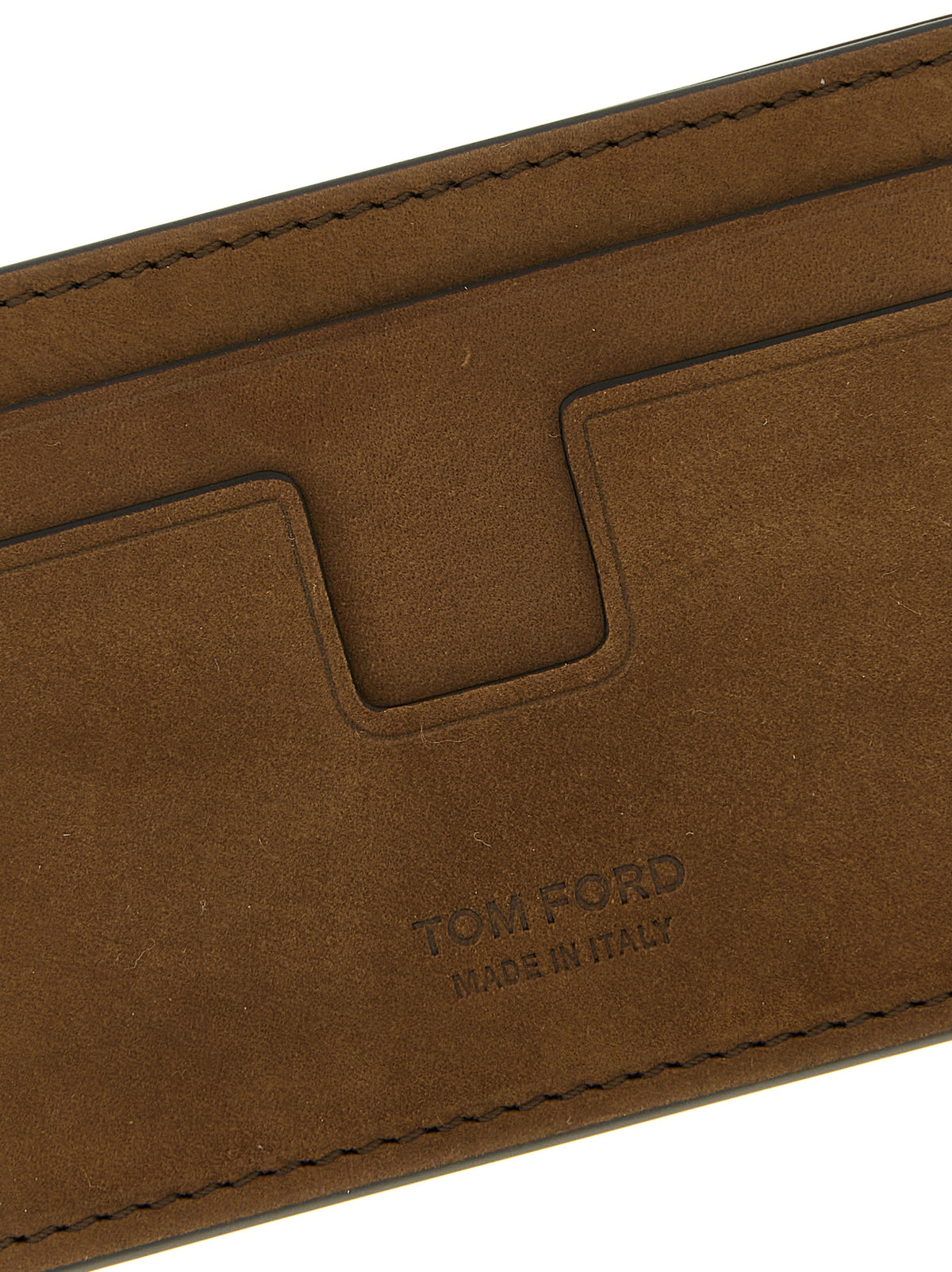 Porte-cartes Tom Ford en cuir de veau marron