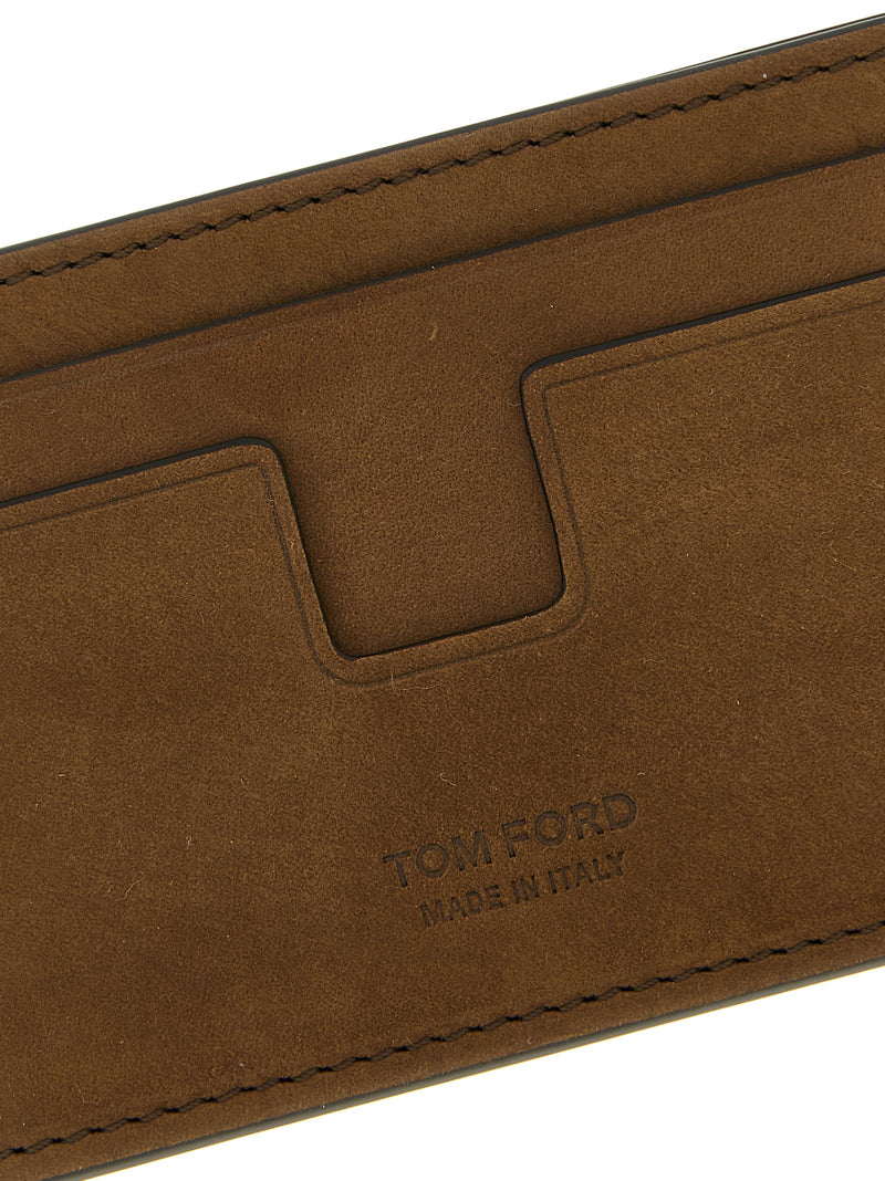 Porte-cartes Tom Ford en cuir de veau marron