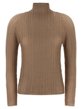 Issey Miyake Wooly Pleats-66 Beige Polyester Blouse