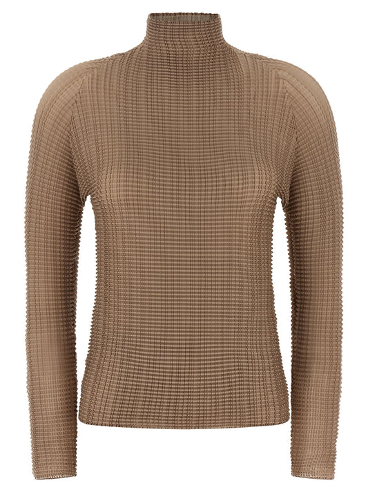 Issey Miyake Wooly Pleats-66 Beige Polyester Blouse