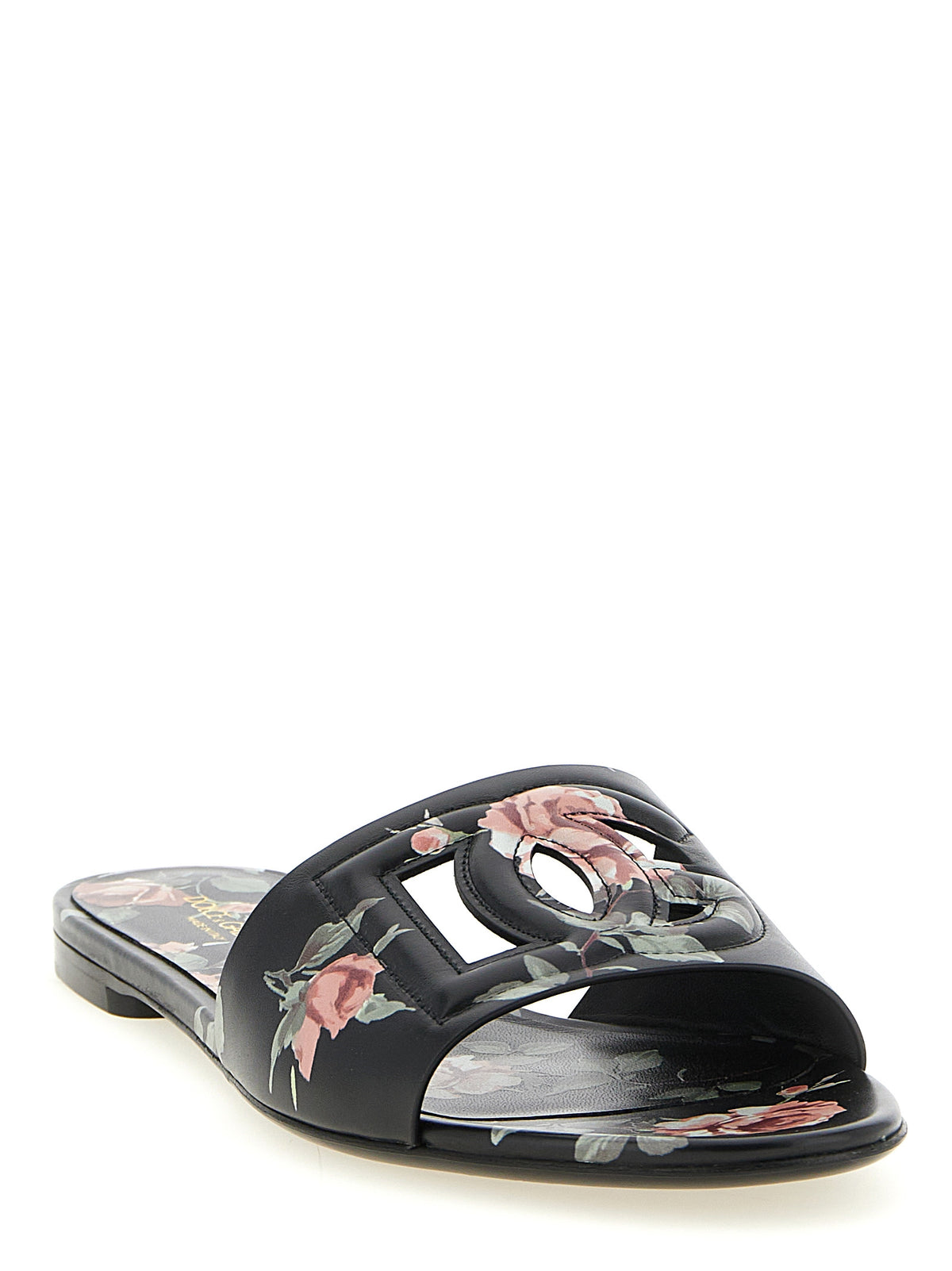Dolce & Gabbana Bianca Black Calfskin Slides