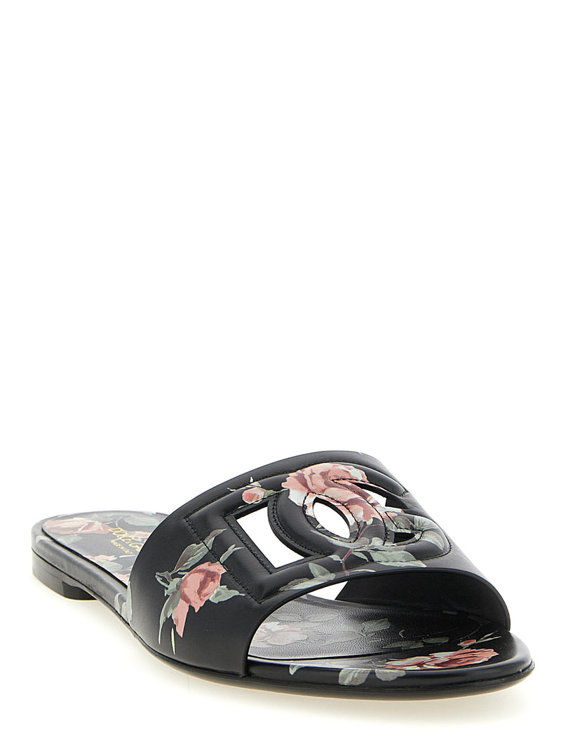 Dolce & Gabbana Bianca Black Calfskin Slides