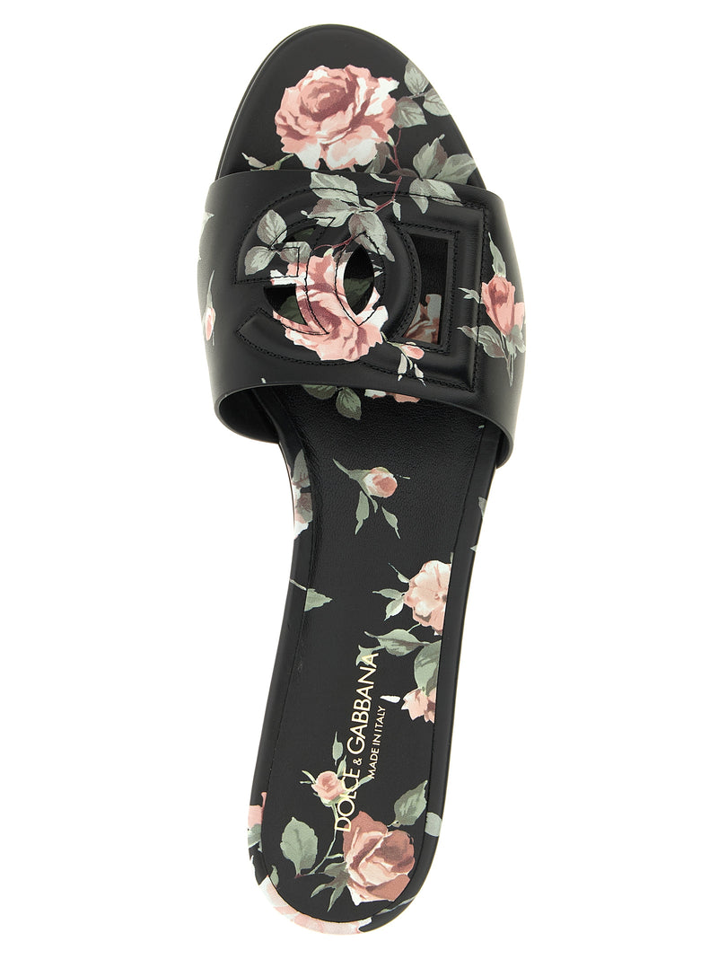 Dolce & Gabbana Bianca Black Calfskin Slides
