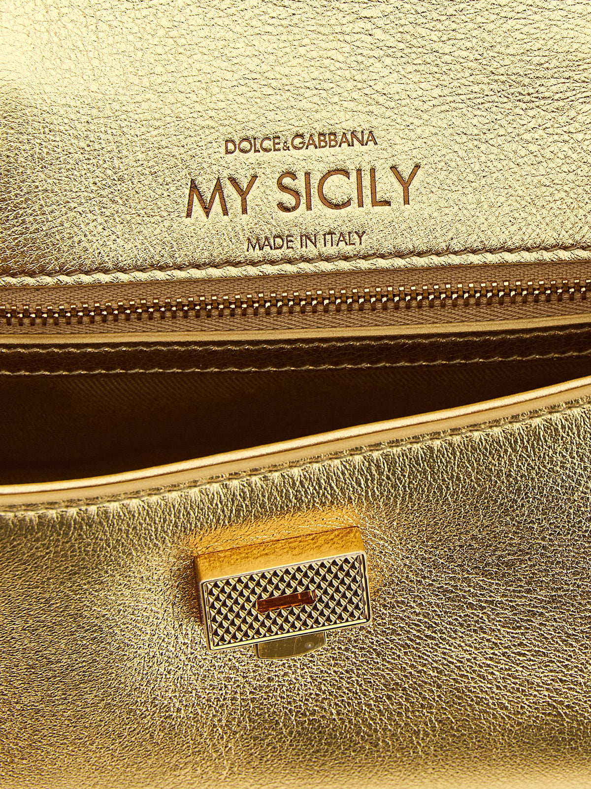Dolce & Gabbana My Sicily Gold Calfskin Handbag