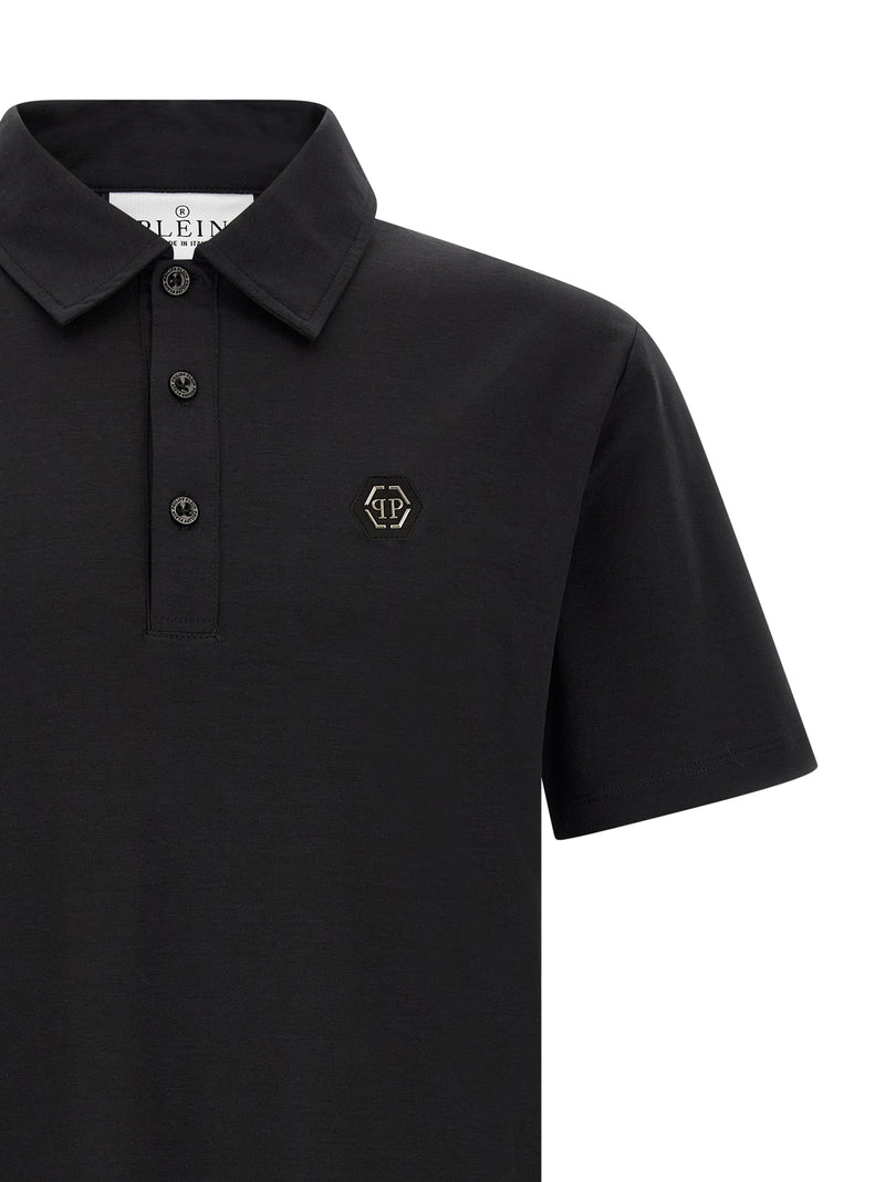 Polo en coton noir Philipp Plein