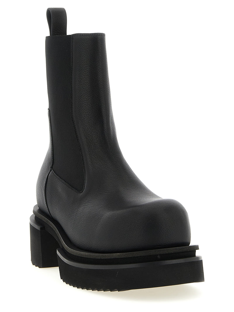 Bottines en chèvre noir Rick Owens