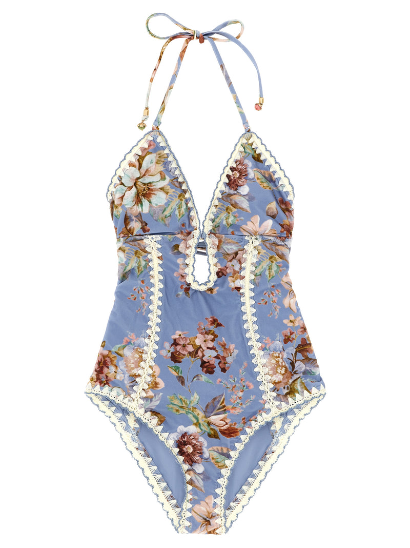 Zimmermann Blue Polyamide One-Piece Swimsuit - Awaken Collection
