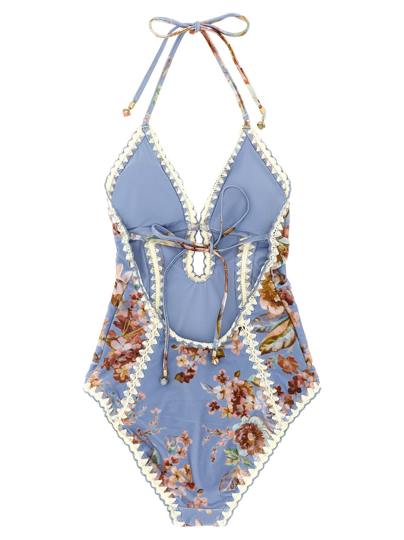 Zimmermann Blue Polyamide One-Piece Swimsuit - Awaken Collection