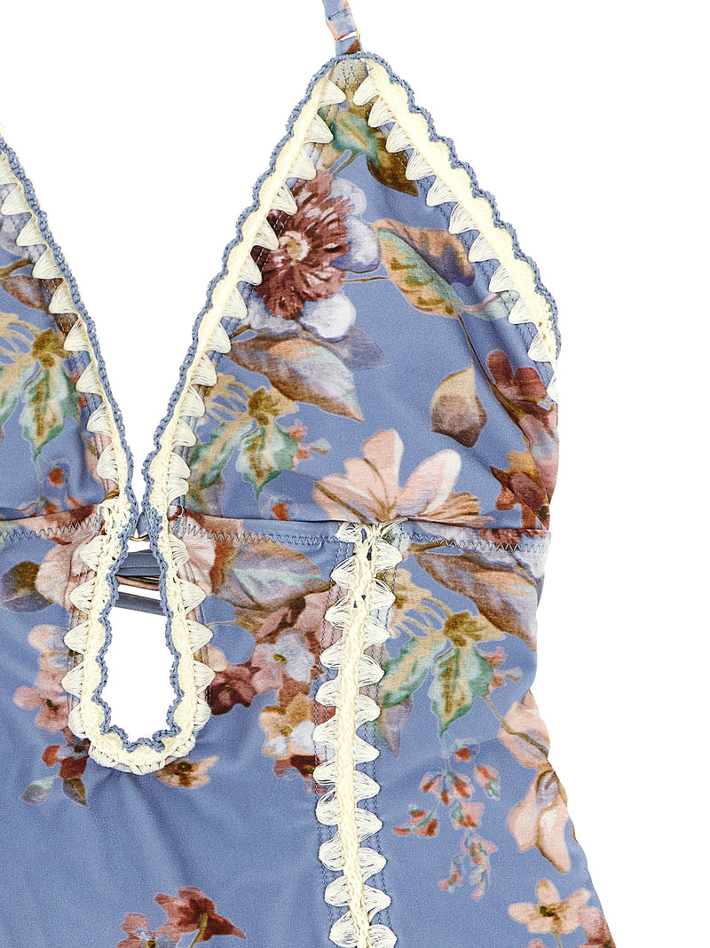 Zimmermann Blue Polyamide One-Piece Swimsuit - Awaken Collection