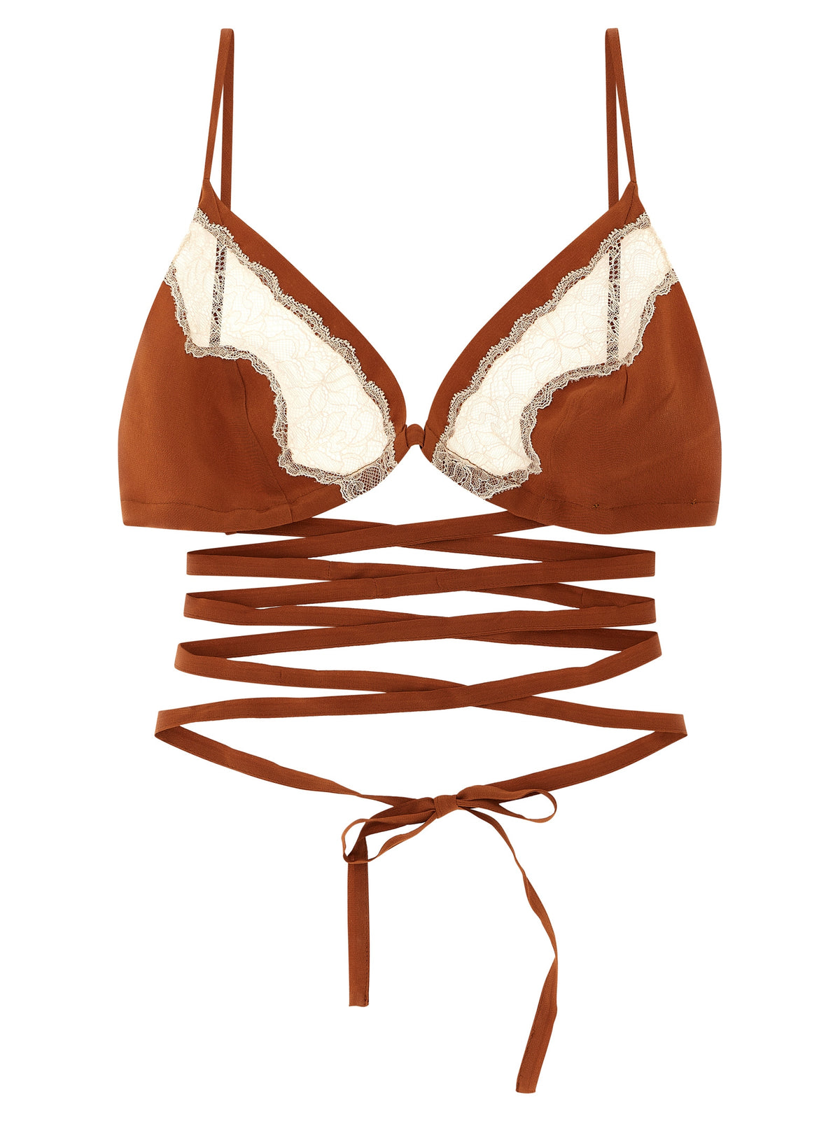 Soutien-gorge en soie marron MAISON JEJIA