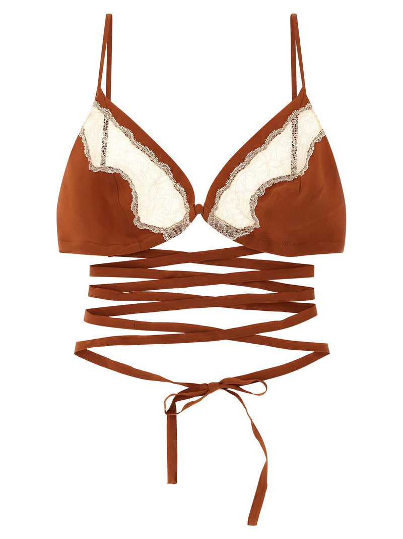 Soutien-gorge en soie marron MAISON JEJIA