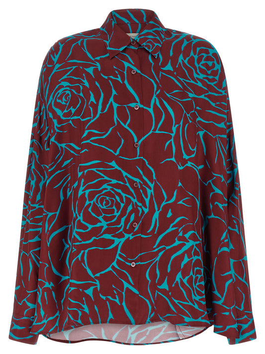 Chemisier en Viscose Bordeaux Dries Van Noten