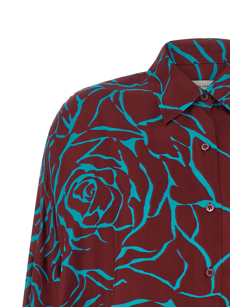 Chemisier en Viscose Bordeaux Dries Van Noten