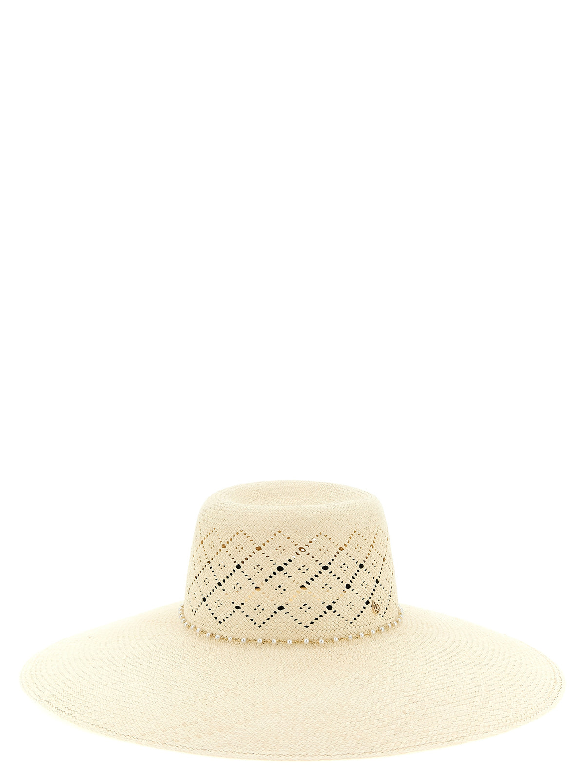 Chapeau de soleil Maison Michel en tissu beige