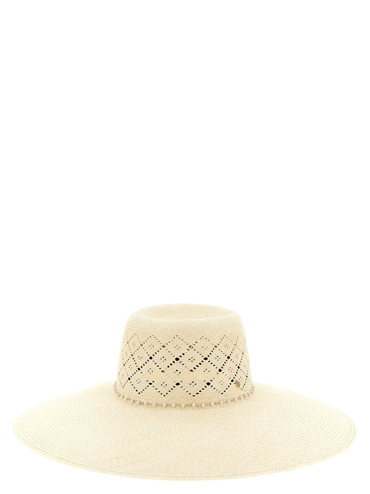 Chapeau de soleil Maison Michel en tissu beige