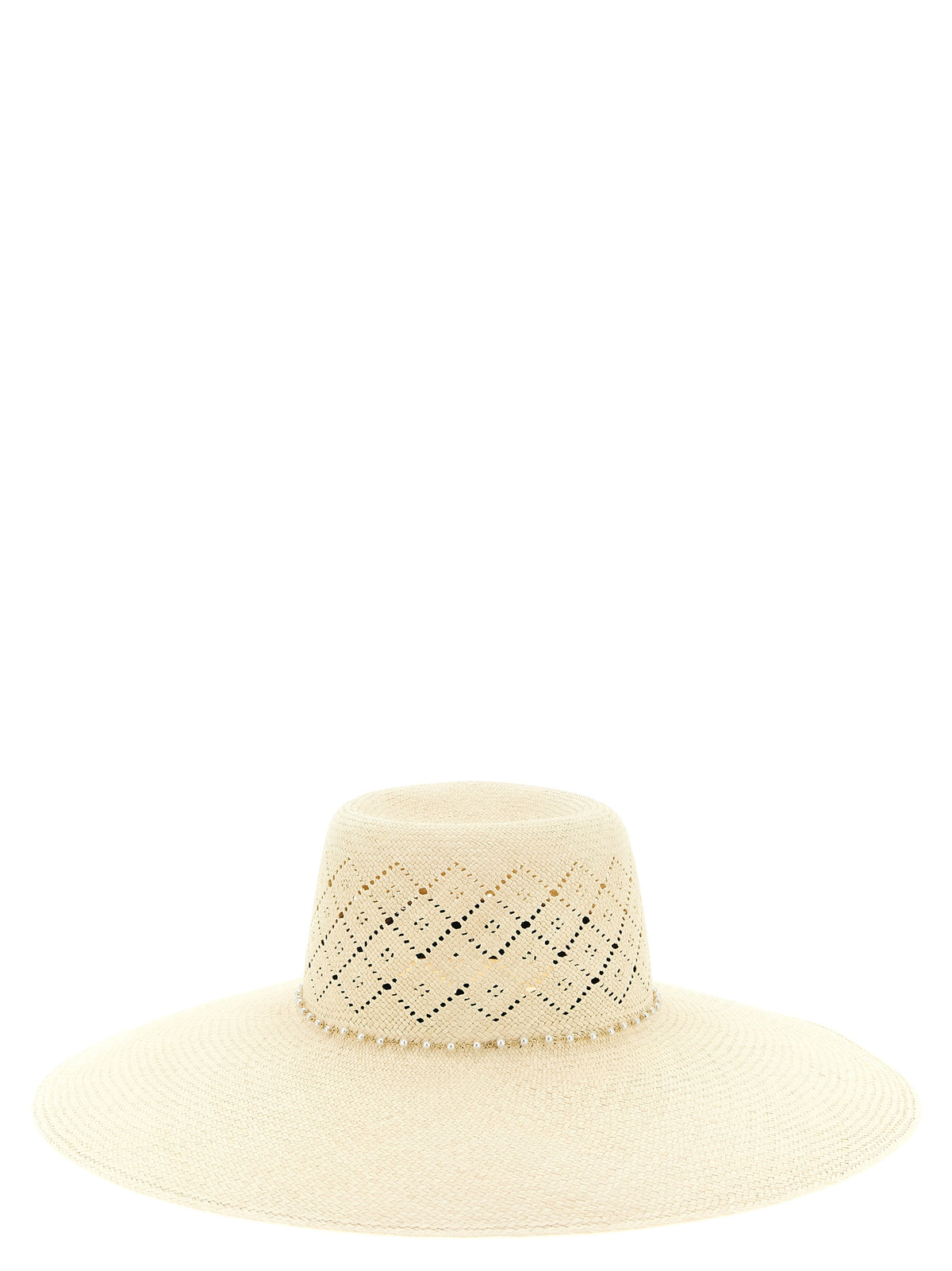 Chapeau de soleil Maison Michel en tissu beige