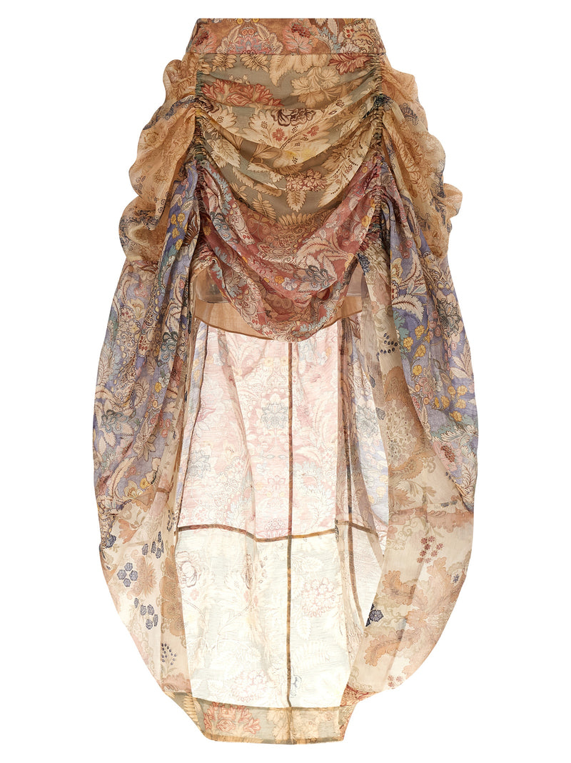 Zimmermann Multicolor Linen Midi Skirt - Rebellion Collection