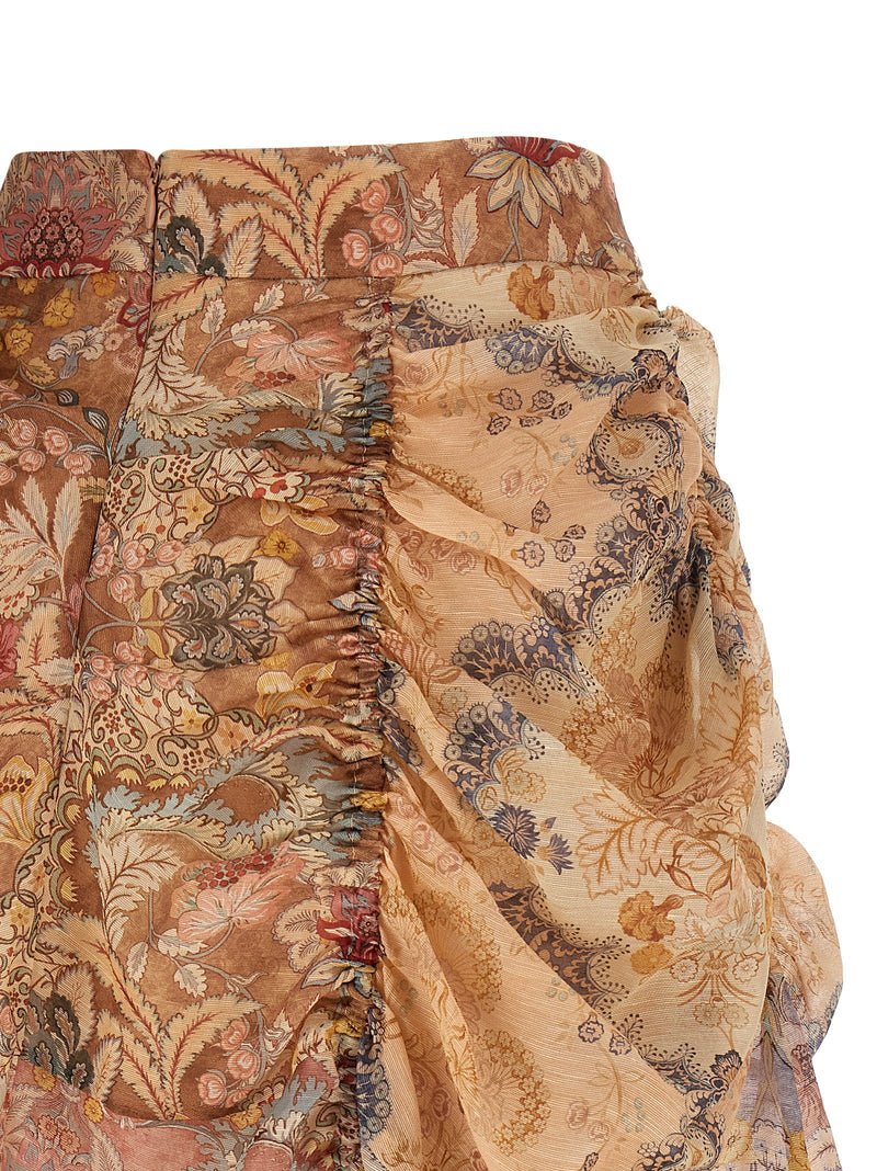 Zimmermann Multicolor Linen Midi Skirt - Rebellion Collection