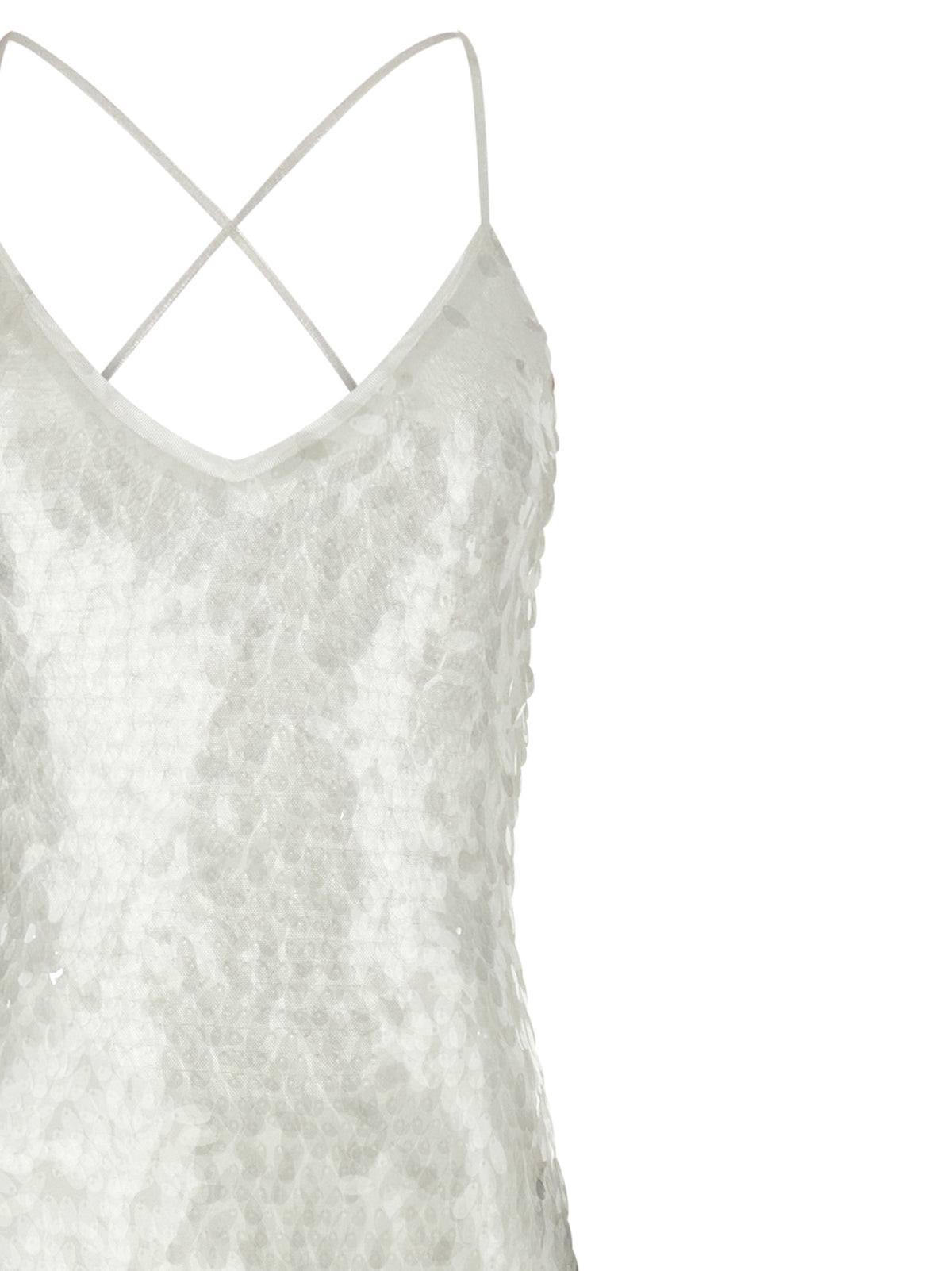 Norma Kamali Fara White Long Dress with Sequins