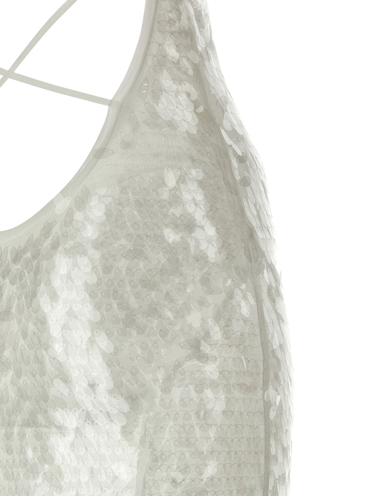 Norma Kamali Fara White Long Dress with Sequins
