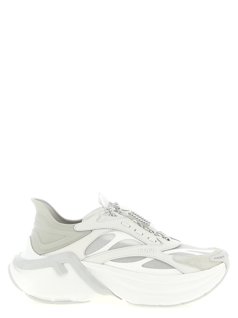 Fendi Gray Calfskin F-Light Athletic Sneakers for Women