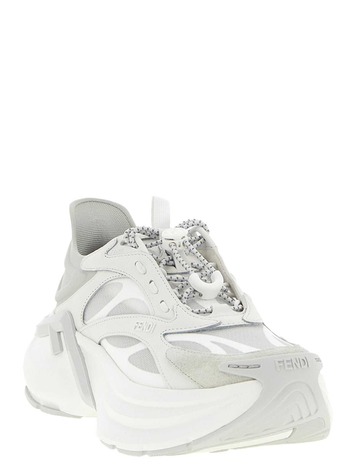 Fendi Gray Calfskin F-Light Athletic Sneakers for Women