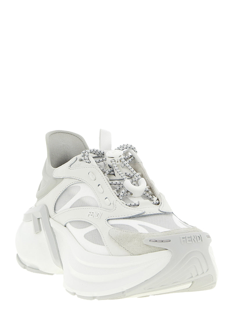 Fendi Gray Calfskin F-Light Athletic Sneakers for Women