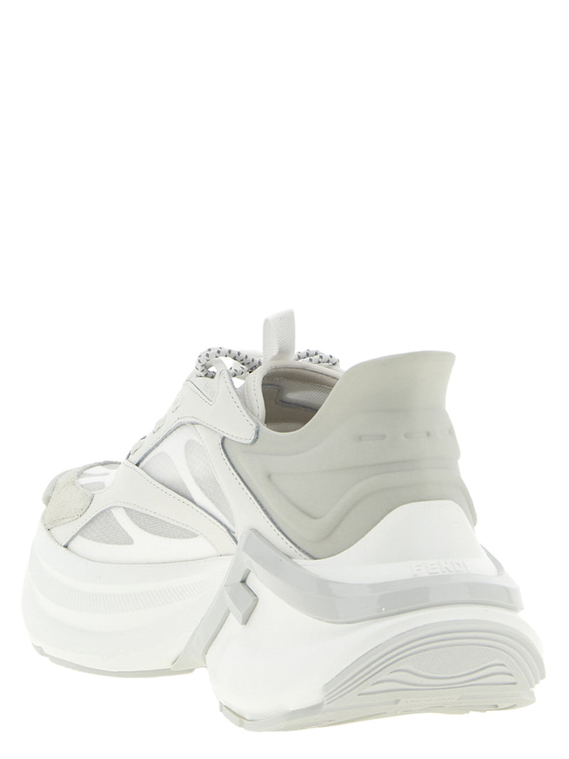 Fendi Gray Calfskin F-Light Athletic Sneakers for Women