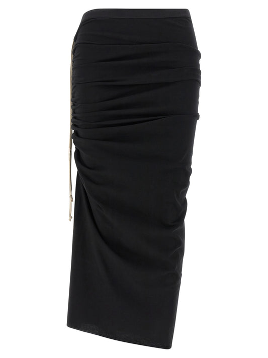Jupe mi-longue en coton noir Rick Owens