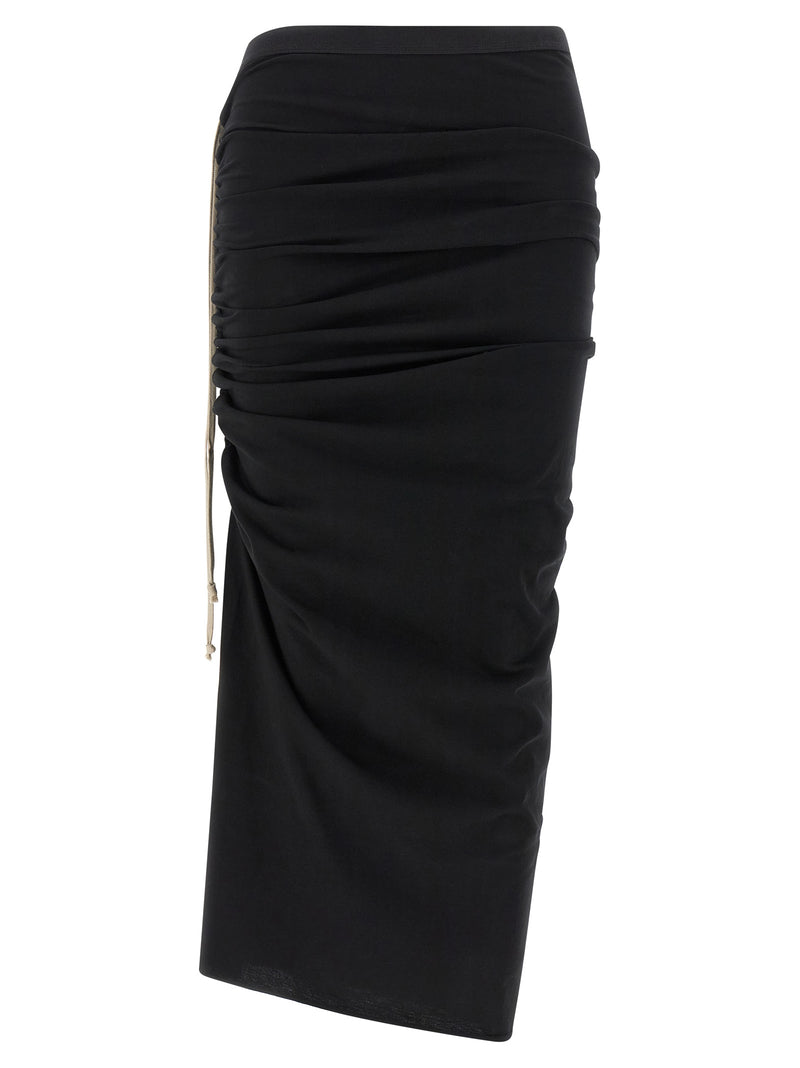 Jupe mi-longue en coton noir Rick Owens