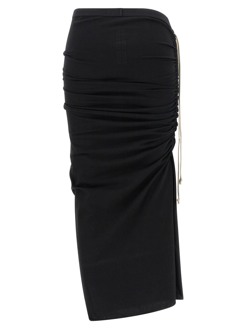 Jupe mi-longue en coton noir Rick Owens