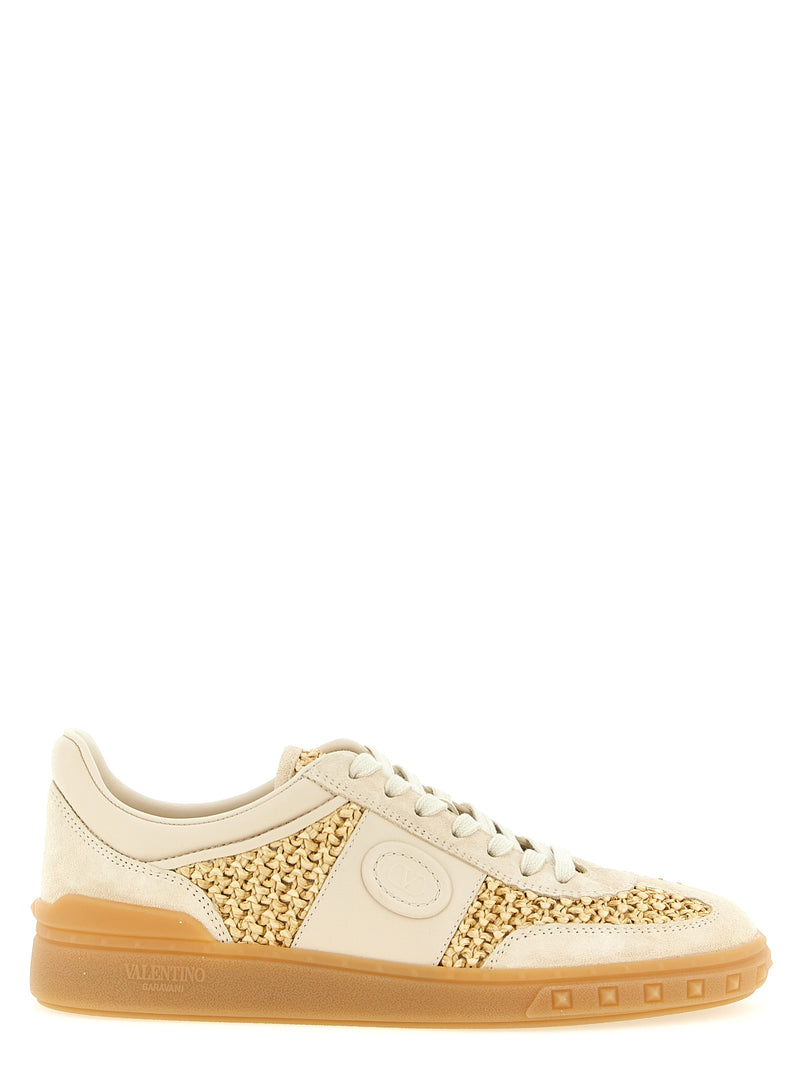 Baskets basses Valentino Garavani en cuir de veau beige