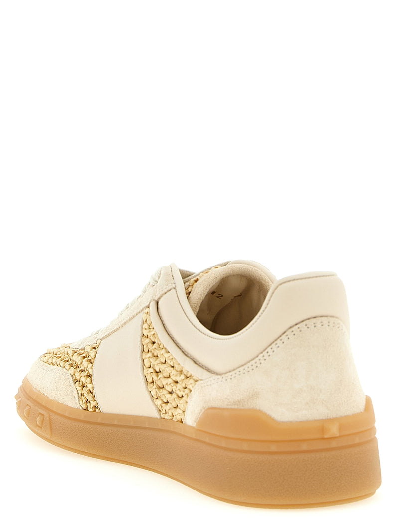 Baskets basses Valentino Garavani en cuir de veau beige