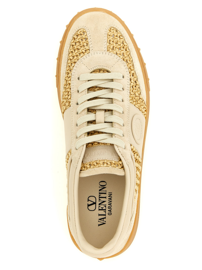 Baskets basses Valentino Garavani en cuir de veau beige