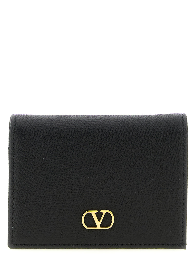 Porte-cartes Valentino Garavani en cuir de veau noir