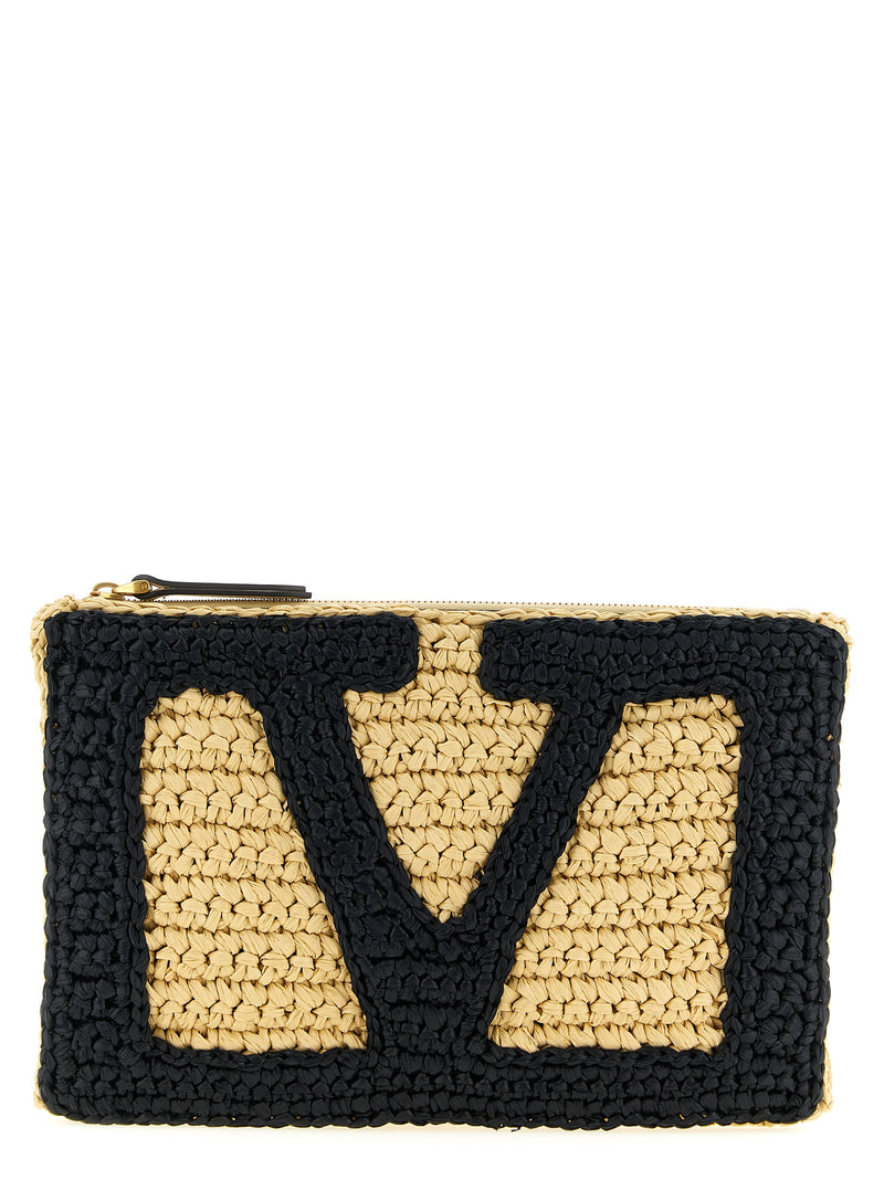 Valentino Garavani Black Viscose Viva Superstar Crochet Clutch