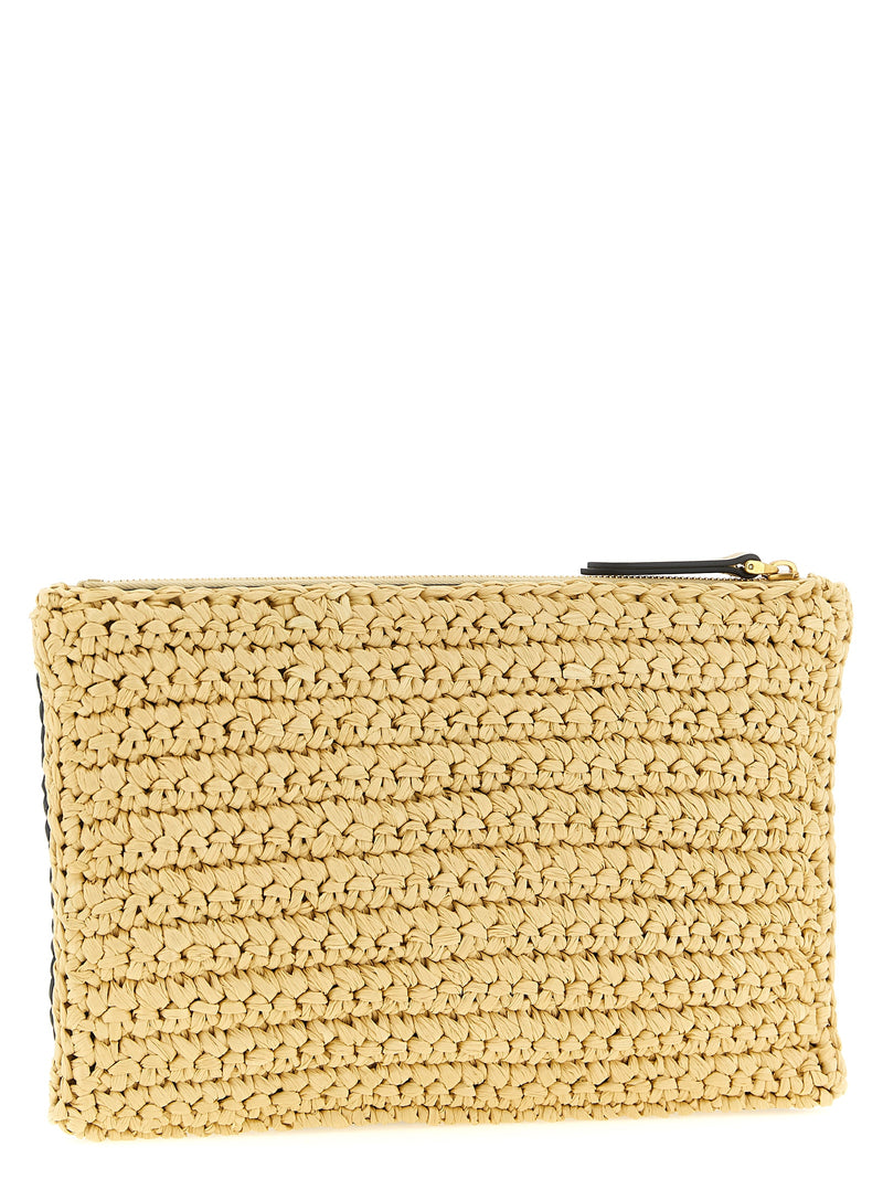 Valentino Garavani Black Viscose Viva Superstar Crochet Clutch