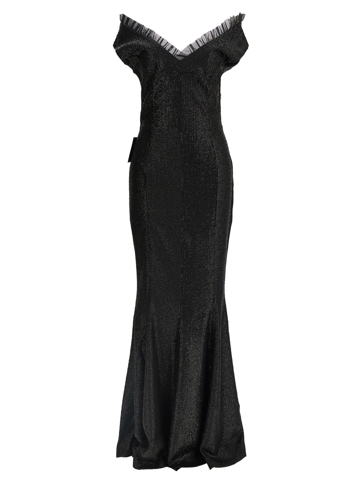 Norma Kamali Grace Black Long Dress with Sequins